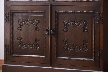 中古　高級品!永田良介商店製　優雅なカップボード(食器棚・収納棚)