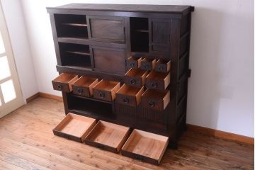 アンティーク家具　古民具・骨董　明治期　変わり型!アンティーク水屋箪笥