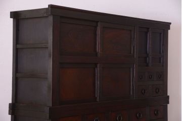 アンティーク家具　古民具・骨董　明治期　変わり型!アンティーク水屋箪笥