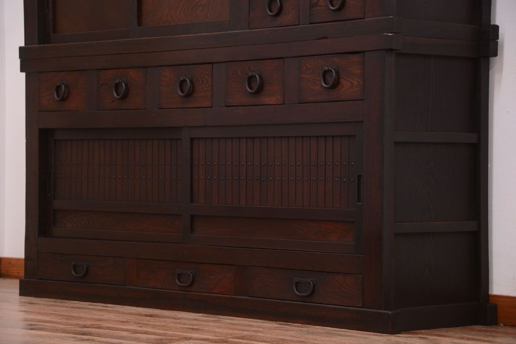 アンティーク家具　古民具・骨董　明治期　変わり型!アンティーク水屋箪笥