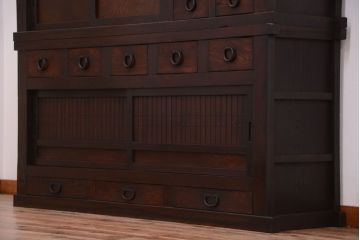 アンティーク家具　古民具・骨董　明治期　変わり型!アンティーク水屋箪笥