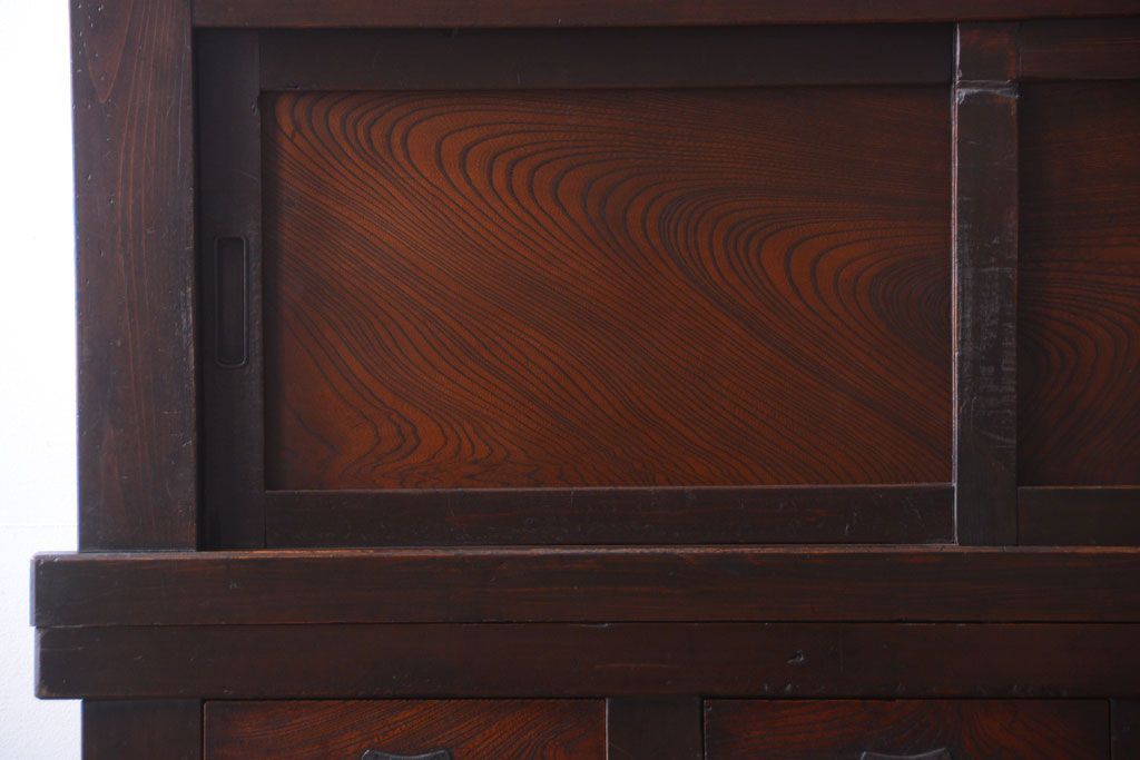 アンティーク家具　古民具・骨董　明治期　変わり型!アンティーク水屋箪笥