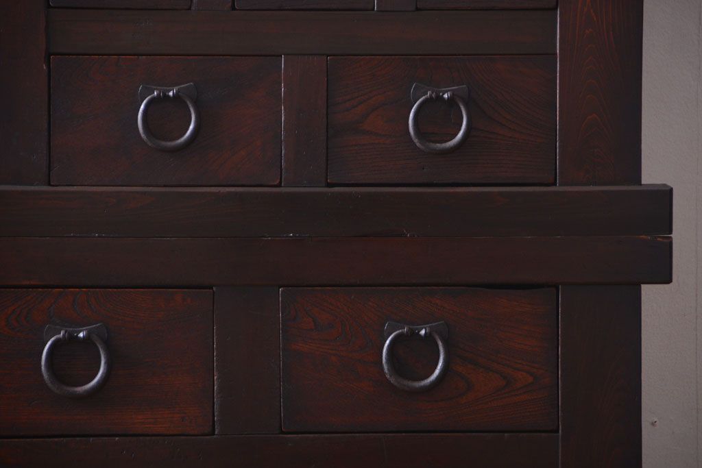 アンティーク家具　古民具・骨董　明治期　変わり型!アンティーク水屋箪笥