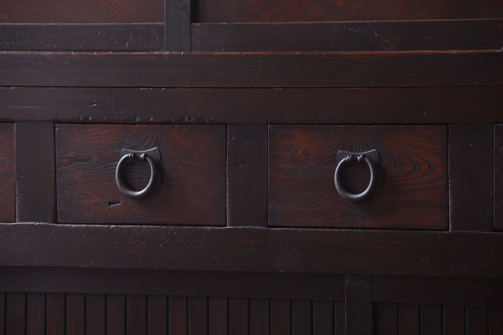 アンティーク家具　古民具・骨董　明治期　変わり型!アンティーク水屋箪笥