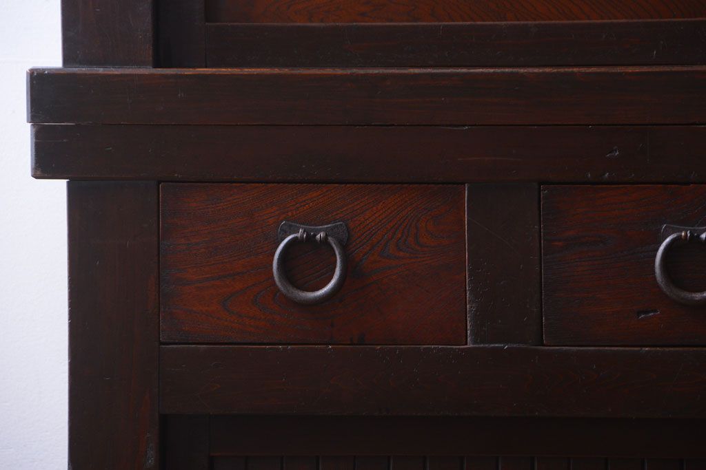 アンティーク家具　古民具・骨董　明治期　変わり型!アンティーク水屋箪笥