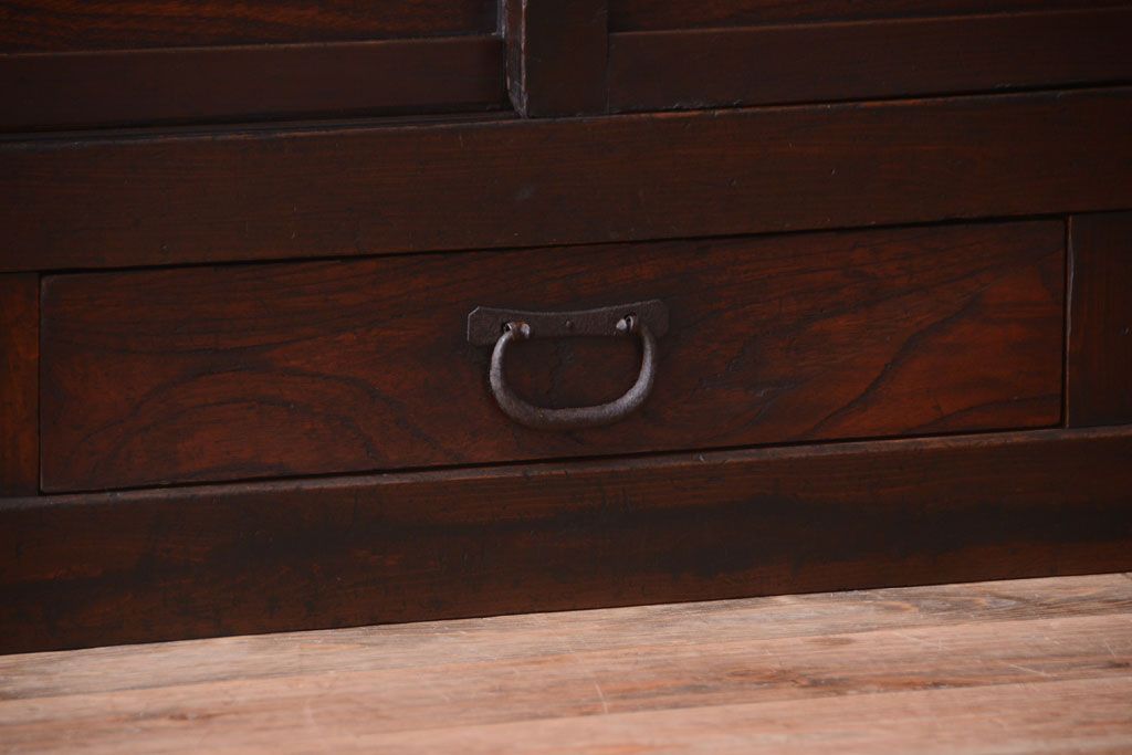 アンティーク家具　古民具・骨董　明治期　変わり型!アンティーク水屋箪笥