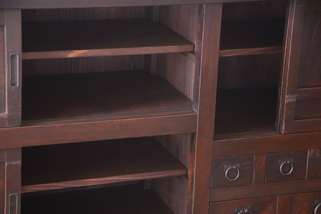 アンティーク家具　古民具・骨董　明治期　変わり型!アンティーク水屋箪笥