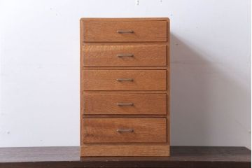 レトロ家具　昭和レトロ　古いナラ材のアンティーク小引き出し(3)