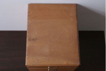 レトロ家具　昭和レトロ　古いナラ材のアンティーク小引き出し(3)