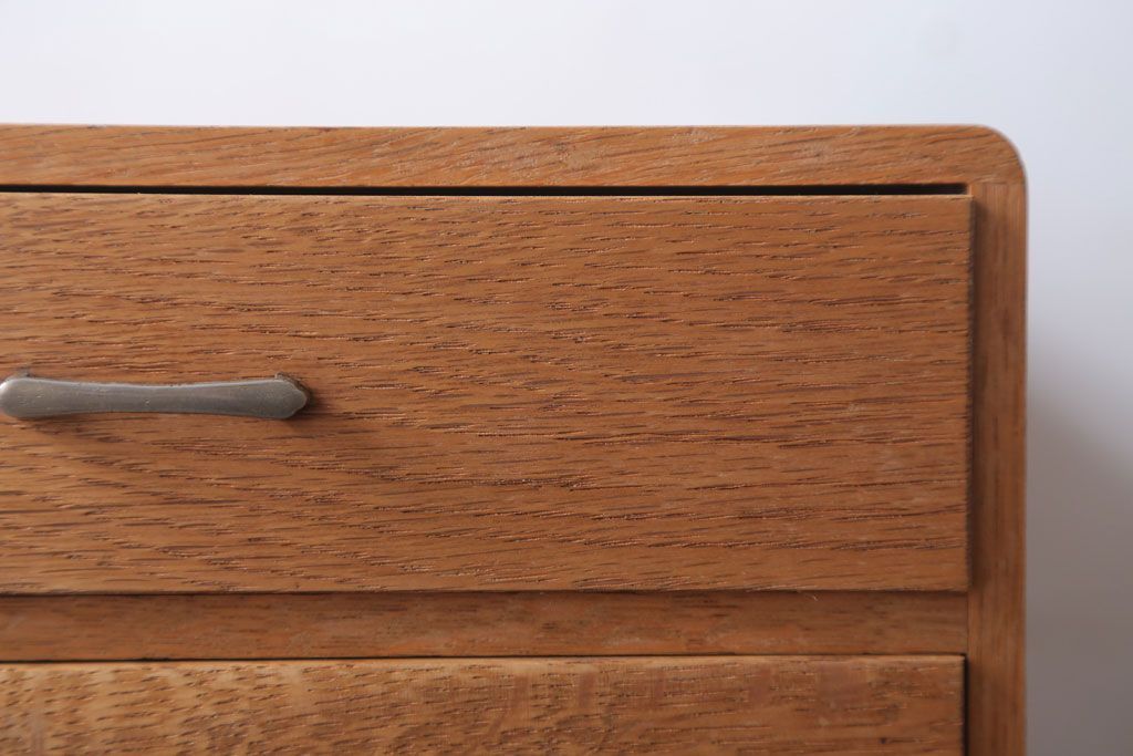 レトロ家具　昭和レトロ　古いナラ材のアンティーク小引き出し(3)