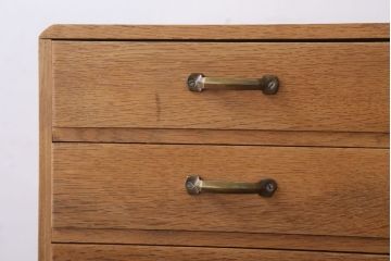 レトロ家具　昭和レトロ　古いナラ材のアンティーク小引き出し(2)