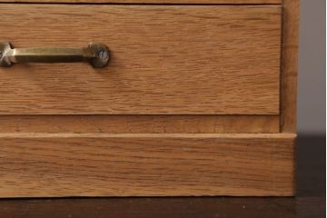 レトロ家具　昭和レトロ　古いナラ材のアンティーク小引き出し(2)