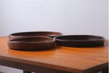 アンティーク雑貨　和製アンティーク　大正〜昭和期　古い木製お盆3サイズセット