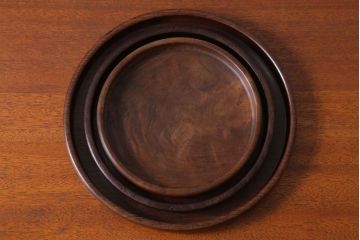 アンティーク雑貨　和製アンティーク　大正〜昭和期　古い木製お盆3サイズセット