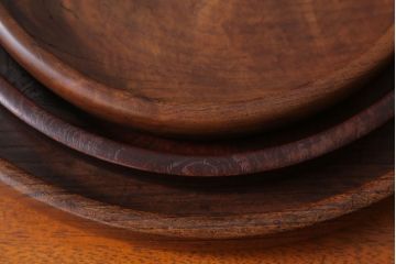 アンティーク雑貨　和製アンティーク　大正〜昭和期　古い木製お盆3サイズセット