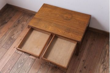 アンティーク家具　和製アンティーク　古い木味のシンプルな文机(2)