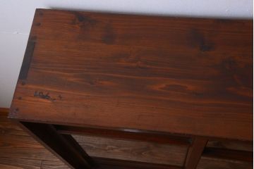 レトロ家具　昭和レトロ　シンプルな古い木のアンティーク収納棚