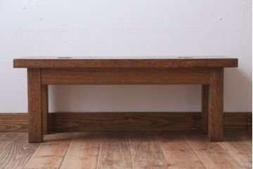 レトロ家具　昭和レトロ　古い木製の小ぶりなアンティークベンチ(2)