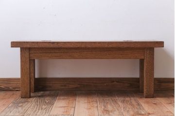 レトロ家具　アンティーク　古い木製のレトロで小ぶりなベンチ(2)