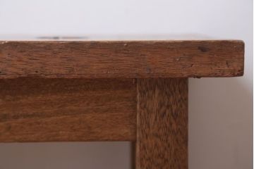 レトロ家具　アンティーク　古い木製のレトロで小ぶりなベンチ(2)