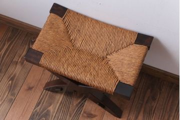 中古　松本民芸家具　#222　鞍型スツール(ラッシスツール)(1)