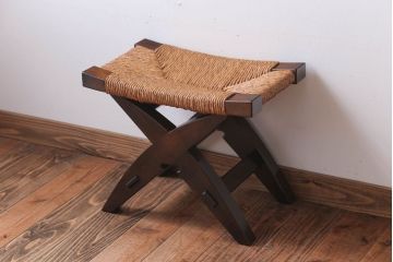 中古　松本民芸家具　#222　鞍型スツール(ラッシスツール)(2)