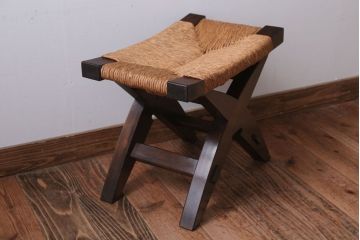 中古　松本民芸家具　#222　鞍型スツール(ラッシスツール)(2)