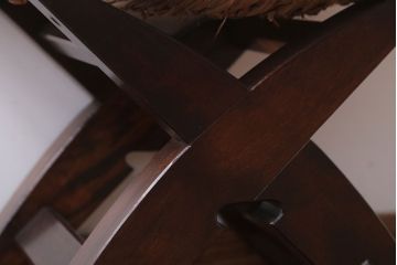中古　松本民芸家具　#222　鞍型スツール(ラッシスツール)(3)