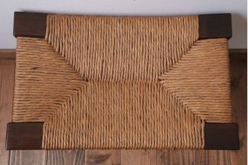 中古　松本民芸家具　#222　鞍型スツール(ラッシスツール)(4)