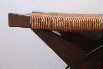 中古　松本民芸家具　#222　鞍型スツール(ラッシスツール)(4)