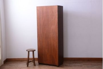 レトロ家具　昭和レトロ　レトロガラス入り!縦型アンティーク収納棚