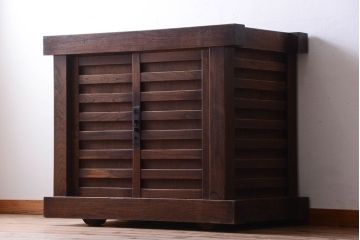 アンティーク家具　古民具・骨董　江戸元禄　極上品!欅材製車付き帳場箪笥(車箪笥)