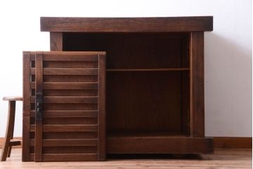 アンティーク家具　古民具・骨董　江戸元禄　極上品!欅材製車付き帳場箪笥(車箪笥)