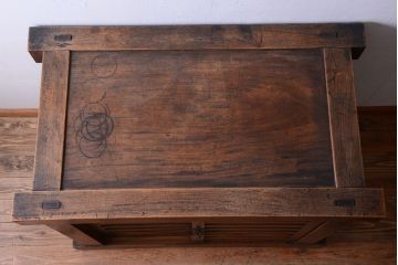 アンティーク家具　古民具・骨董　江戸元禄　極上品!欅材製車付き帳場箪笥(車箪笥)