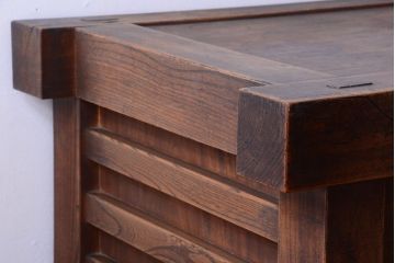 アンティーク家具　古民具・骨董　江戸元禄　極上品!欅材製車付き帳場箪笥(車箪笥)