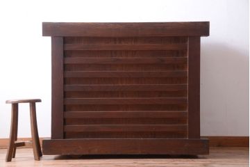 アンティーク家具　古民具・骨董　江戸元禄　極上品!欅材製車付き帳場箪笥(車箪笥)