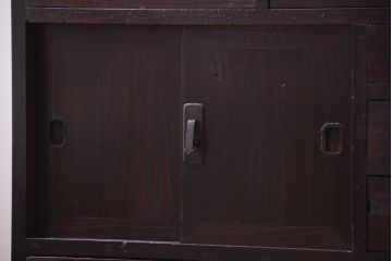 アンティーク家具　古民具・骨董　隠し付き!モダンな欅材のアンティーク帳場箪笥