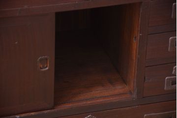 アンティーク家具　古民具・骨董　隠し付き!モダンな欅材のアンティーク帳場箪笥