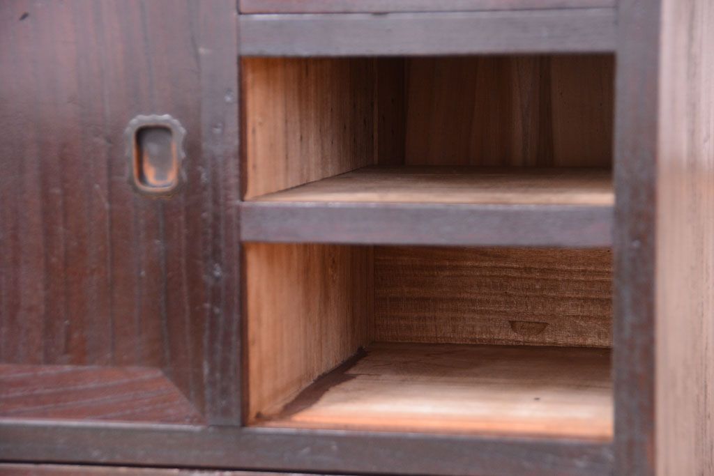 アンティーク家具　古民具・骨董　隠し付き!モダンな欅材のアンティーク帳場箪笥