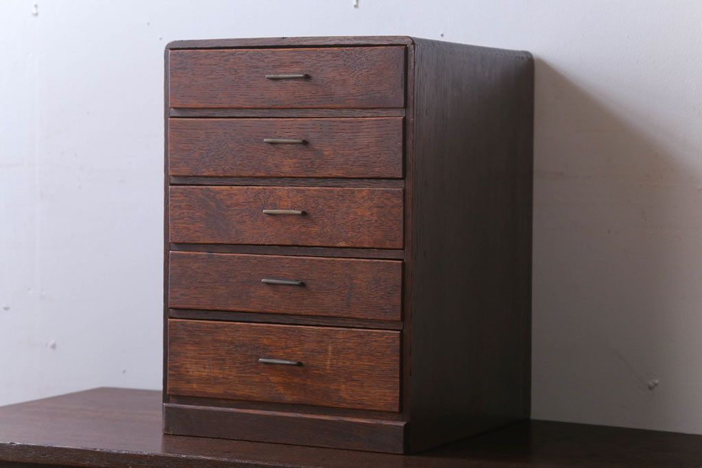 アンティーク家具　和製アンティーク　古いナラ材のシンプルな小引き出し