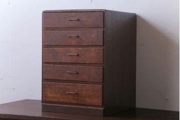 アンティーク家具　和製アンティーク　古いナラ材のシンプルな小引き出し