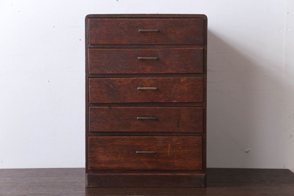 アンティーク家具　和製アンティーク　古いナラ材のシンプルな小引き出し