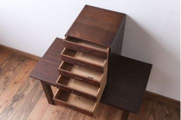 アンティーク家具　和製アンティーク　古いナラ材のシンプルな小引き出し