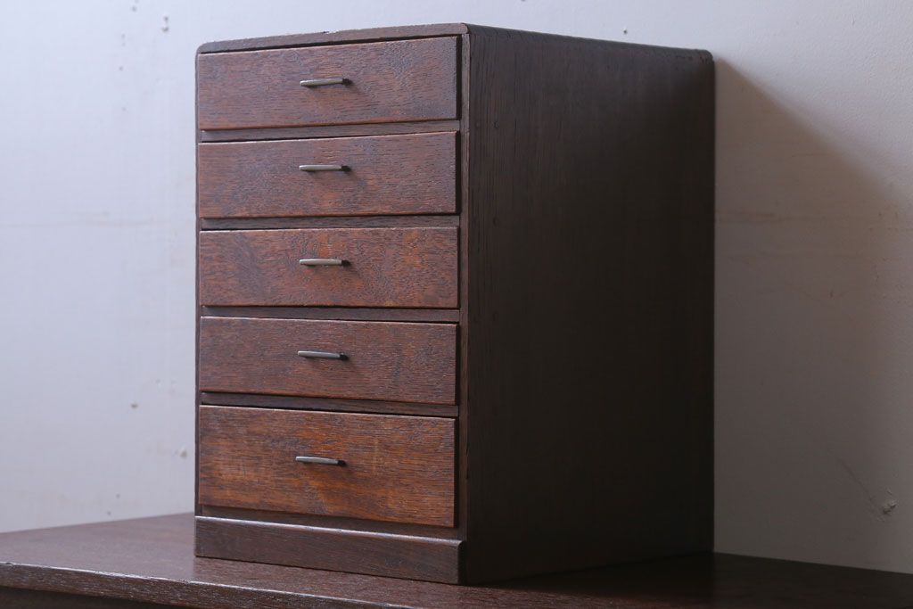 アンティーク家具　和製アンティーク　古いナラ材のシンプルな小引き出し