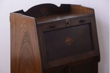 アンティーク家具　和製アンティーク　象嵌入り!古い木製の上質なライティングビューロー