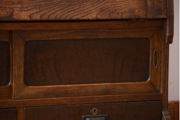 アンティーク家具　和製アンティーク　象嵌入り!古い木製の上質なライティングビューロー