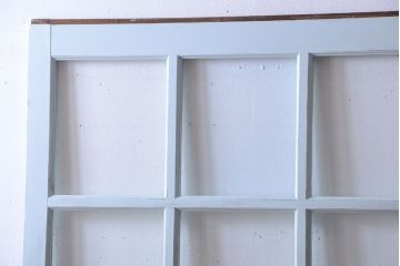 アンティーク　クリアガラス入りの背が高いおしゃれなペイント引き戸2枚セット(1)