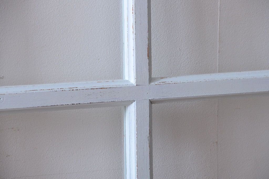 アンティーク　クリアガラス入りの背が高いおしゃれなペイント引き戸2枚セット(1)