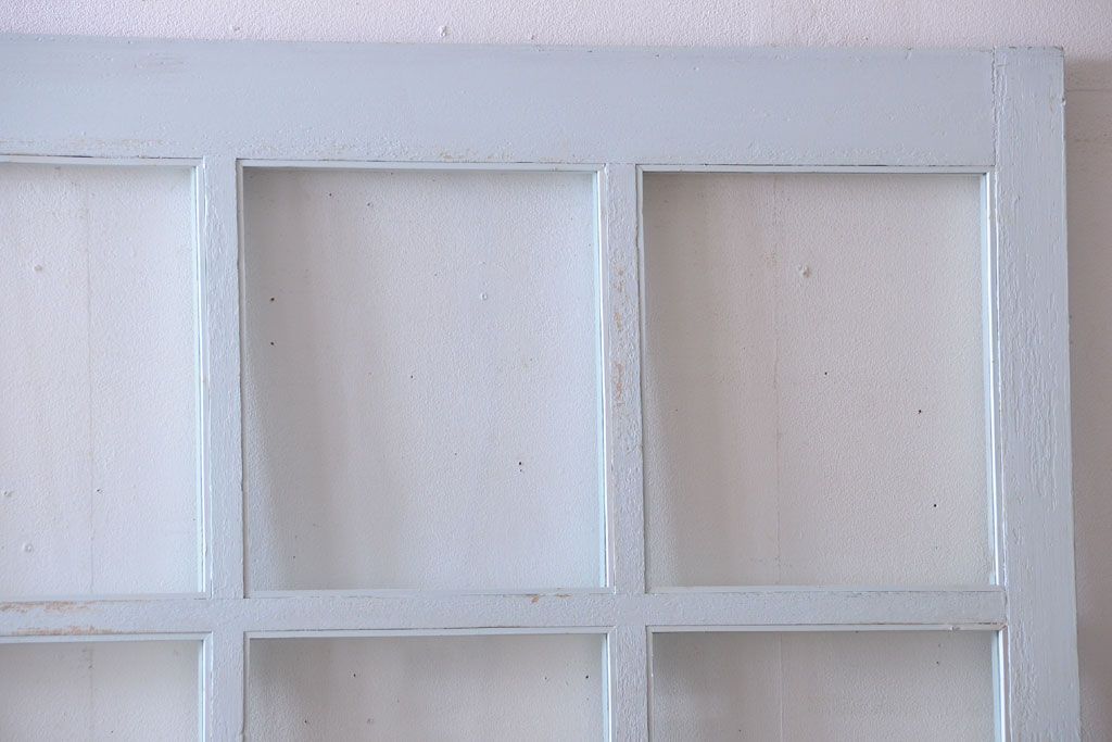 アンティーク　クリアガラス入りの背が高いおしゃれなペイント引き戸2枚セット(1)