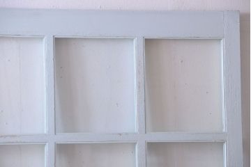 アンティーク　クリアガラス入りの背が高いおしゃれなペイント引き戸2枚セット(1)
